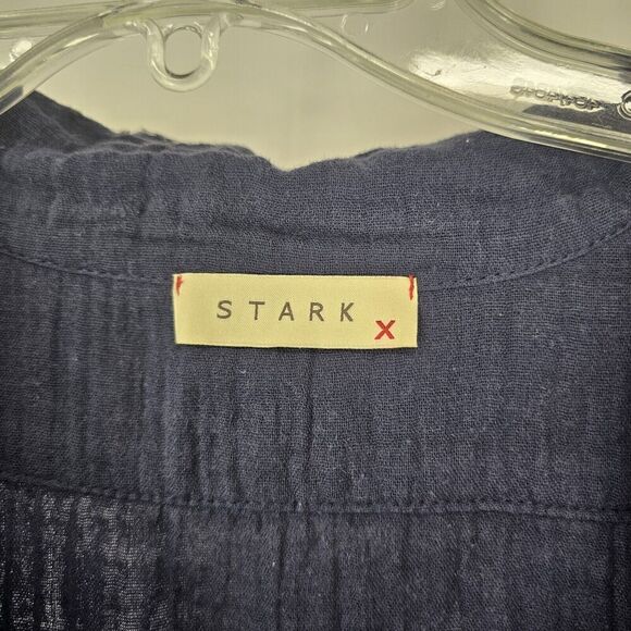 Stark X Sleeveless Collared Shirtdress In Navy Women's  Size Small Muslin Cotton - Picture 5 of 7
